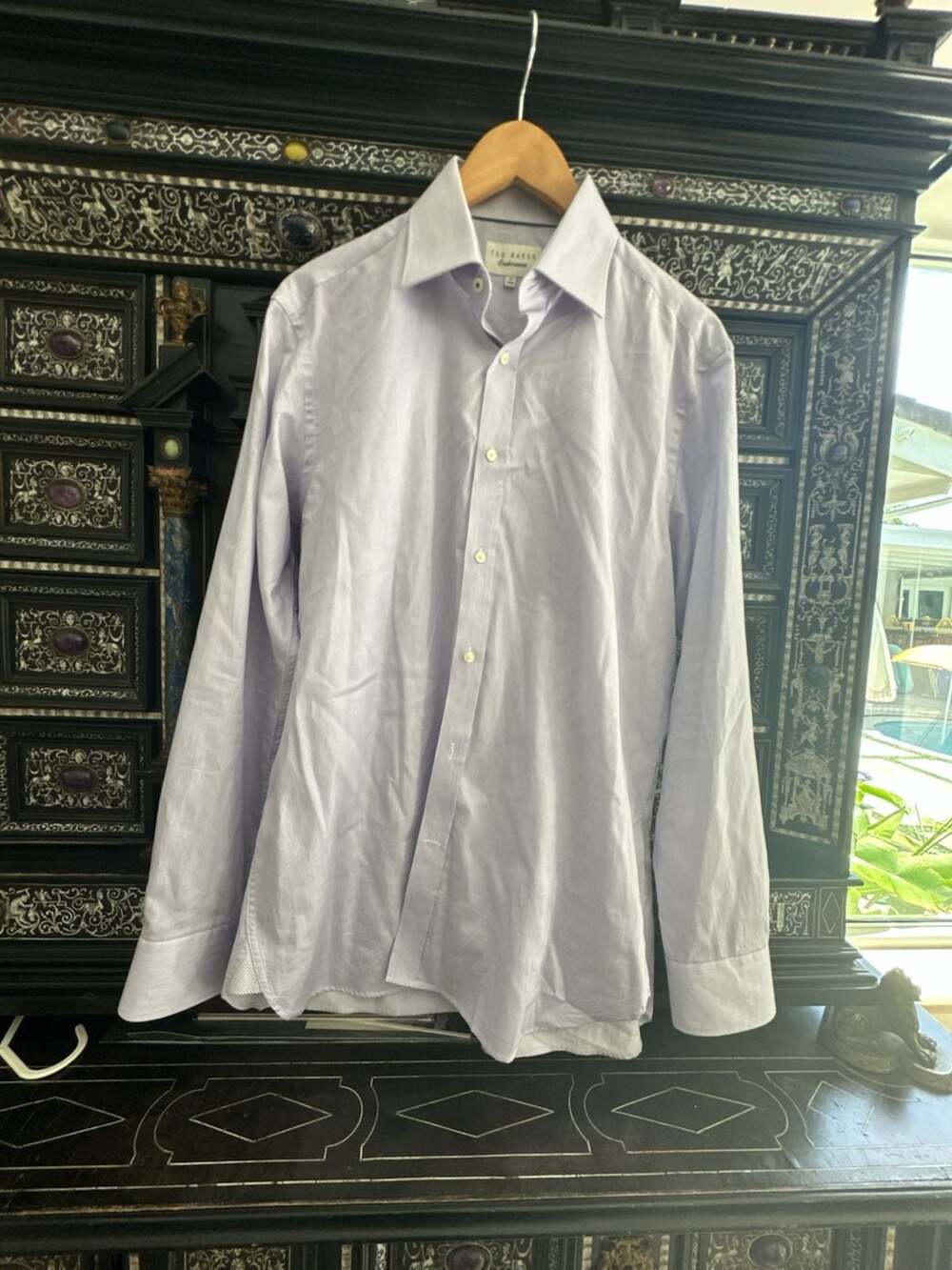 Ted Baker Endurance Lavender Pinstripe Long Sleeve Dress Shirt